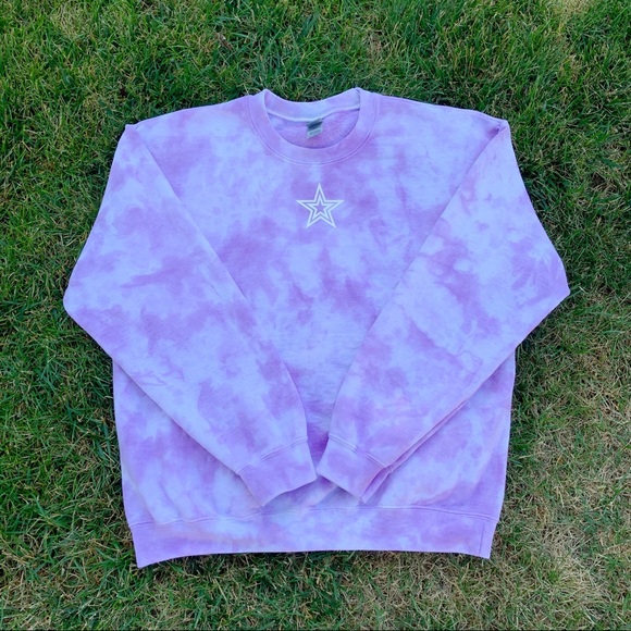 Handmade Purple Star Tie Dye Crewneck Sweatshirt - Picture 1 of 2
